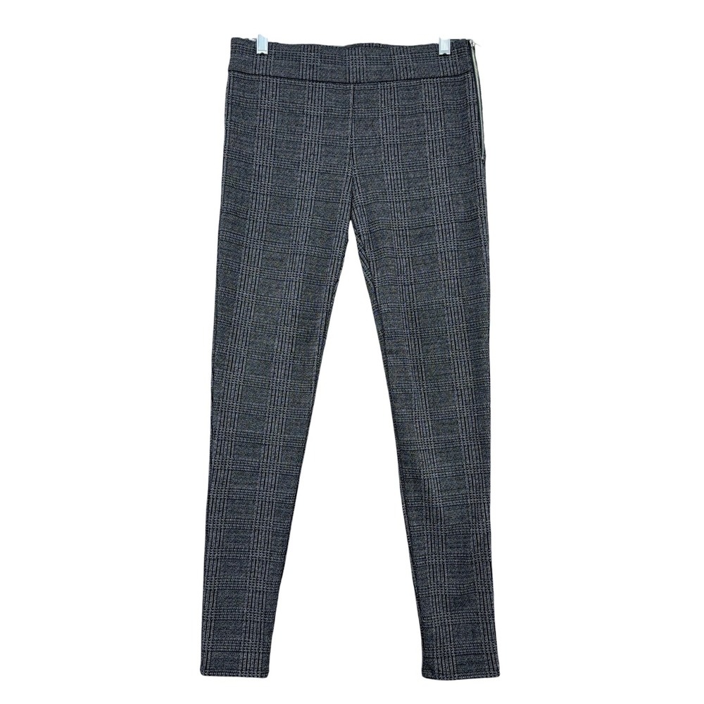 Ann Taylor Plaid Skinny‎ Leggings Women 4 Polyester Rayon Gray